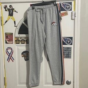 Gray Denver Broncos Sweatpants with Logo and Stripes